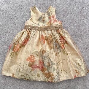 Gold Floral Flower Girl Dress 3T